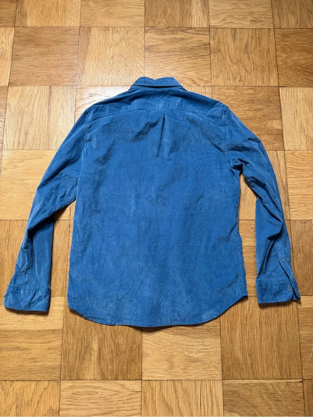 J. Crew Mens Large Blue Corduroy Button Down Long Sleeve Collared Shirt
